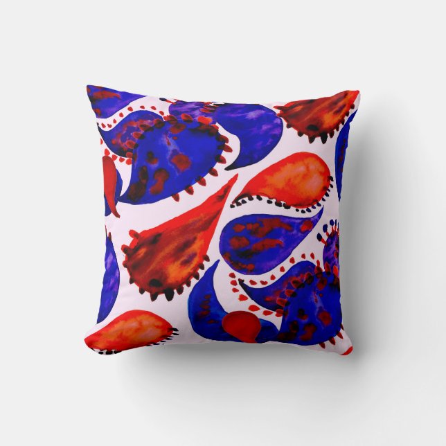 Cojín Decorativo Patrón acuarela sin fisuras con paisajes. Resumen (Anverso)