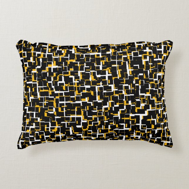 Cojín Decorativo Patrón amarillo blanco negro Camo digital (Anverso)