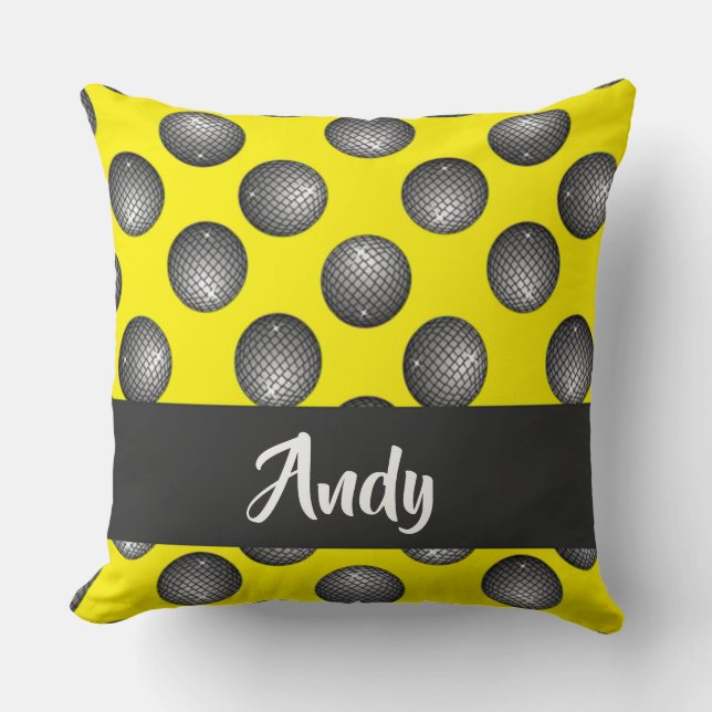 Cojín Decorativo Patrón amarillo de bola (Anverso)