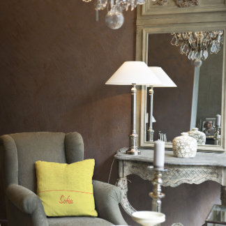 Cojín Decorativo Patrón amarillo de corazón rojo