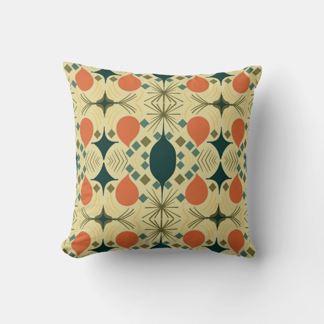 Cojín Decorativo Patrón amarillo del diamante geométrico Boho (Anverso)