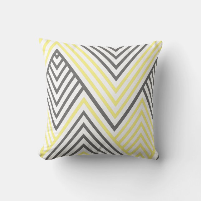 Cojín Decorativo Patrón amarillo gris moderno (Anverso)