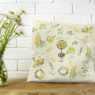 Cojín Decorativo Patrón amarillo limón de cítricos rusos