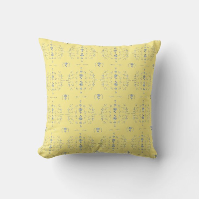 Cojín Decorativo Patrón amarillo y azul del bloque de hidrógeno (Anverso)