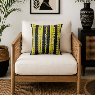 Cojín Decorativo Patrón Amarillo y Negro