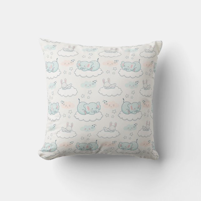 Cojín Decorativo Patrón animal de bebé y conejo (Anverso)