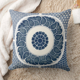 Cojín Decorativo Patrón Antiguo de Porcelana Azul y Blanca China