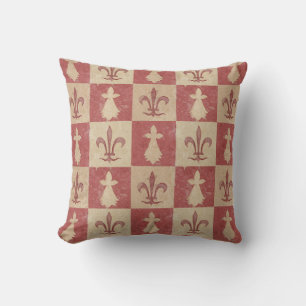 Cojín Decorativo Patrón Antiguo Flor de Lis Medieval Francés
