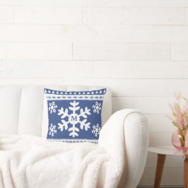 Cojín Decorativo Patrón arbóreo y copo de nieve nórdicos