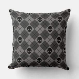 Cojín Decorativo Patrón Argyle Alien Negro y Gris
