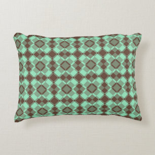 Cojín Decorativo Patrón Argyle de Cuadros Marrón Verde Azulado