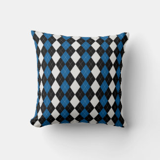 Cojín Decorativo Patrón ARGYLE de diamantes de color negro y azul d