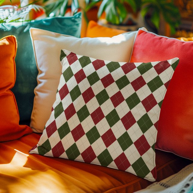Cojín Decorativo Patrón Argyle de Navidades clásicos (Subido por el creador)