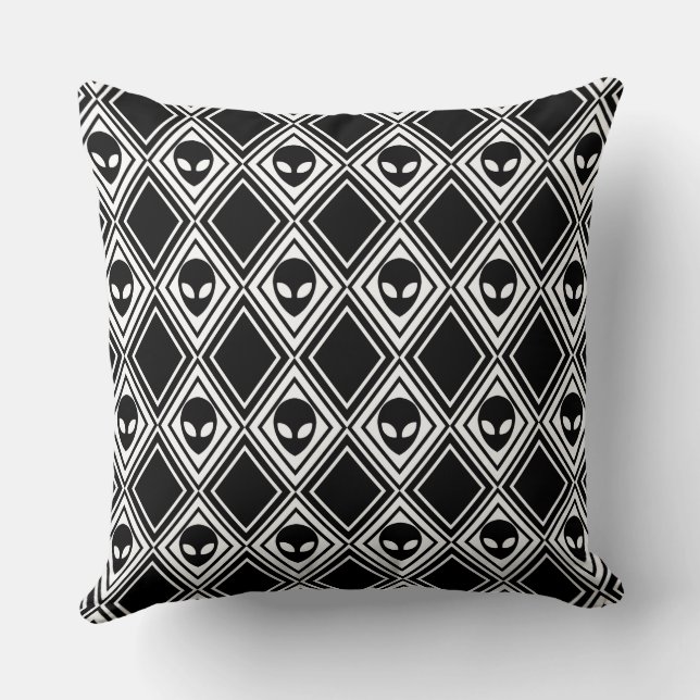 Cojín Decorativo Patrón argyle negro y blanco (Reverso )