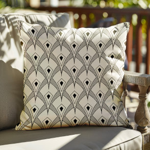 Cojín Decorativo Patrón art déco sin fisuras en blanco y negro 3