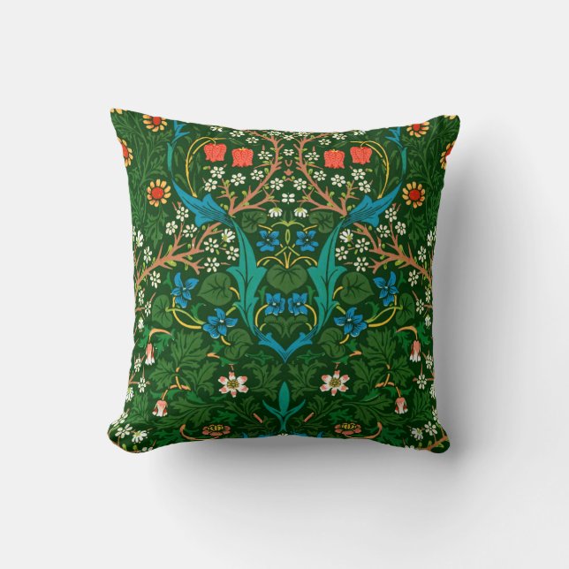 Cojín Decorativo Patrón Art Nouveau de WM Morris Blackthorn (Anverso)
