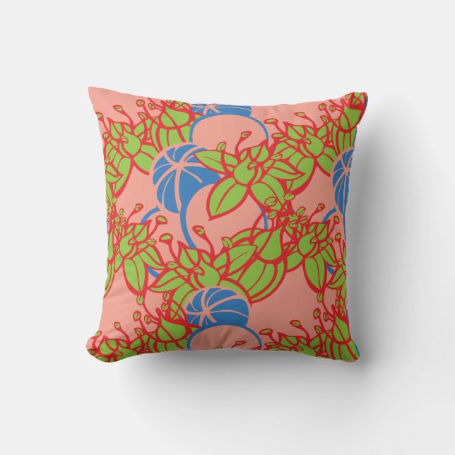 Cojín Decorativo Patrón audaz de las barras y las flores modernas (Anverso)