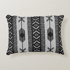 Cojín Decorativo Patrón Azteca Blanco Y Negro Del Suroeste Tribal
