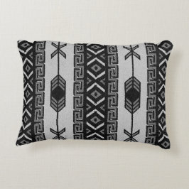 Cojín Decorativo Patrón Azteca Blanco Y Negro Del Suroeste Tribal