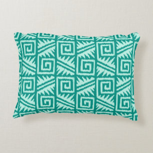 Cojín Decorativo Patrón Azteca Ikat - Turquesa y Aguamarina