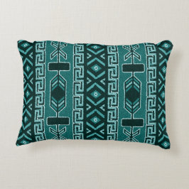 Cojín Decorativo Patrón azteca tribal turquesa del suroeste