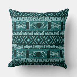 Cojín Decorativo Patrón azteca tribal turquesa del suroeste