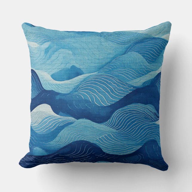 Cojín Decorativo patrón azul agua (Anverso)