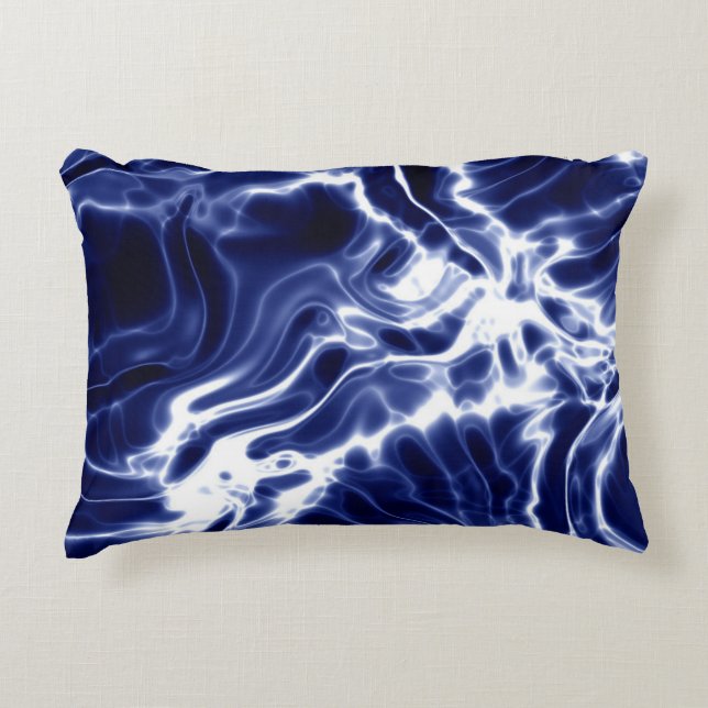 Cojín Decorativo Patrón azul arremolinado  (Anverso)