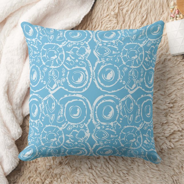 Cojín Decorativo Patrón azul blanco azteca (Manta)