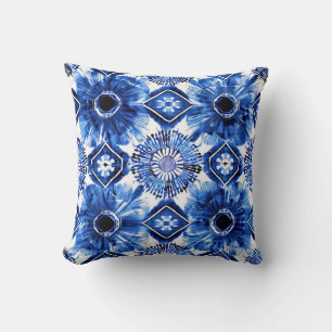 Cojín Decorativo Patrón azul de bricolaje sin costuras