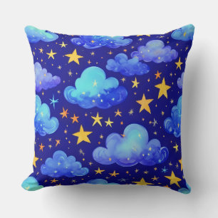 Cojín Decorativo patrón azul de cielo nocturno estrellado
