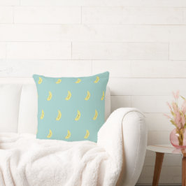 Cojín Decorativo Patrón azul del dibujo del plátano amarillo
