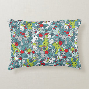Cojín Decorativo patrón azul kawaii