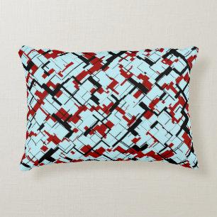 Cojín Decorativo Patrón azul rojo blanco negro Camo digital