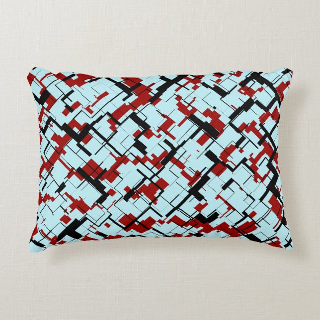 Cojín Decorativo Patrón azul rojo blanco negro Camo digital (Anverso)