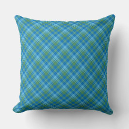 Cojín Decorativo Patrón azul turquesa verde diagonal trenzado