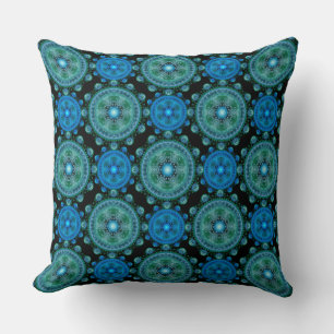 Cojín Decorativo Patrón azul verde fractal