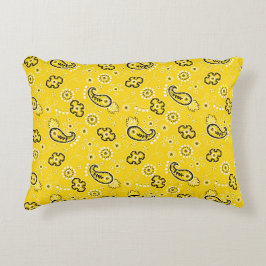 Cojín Decorativo Patrón Bandana Amarillo Fun moderno Retro Colorido