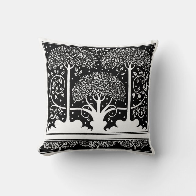 Cojín Decorativo Patrón Beardsley de árbol Art Nouveau (Anverso)