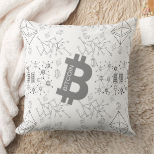 Cojín Decorativo Patrón blanco de criptodivisa de Bitcoin Digital M