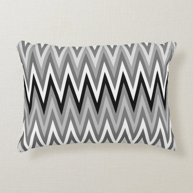Cojín Decorativo Patrón blanco y negro zigzag (Anverso)