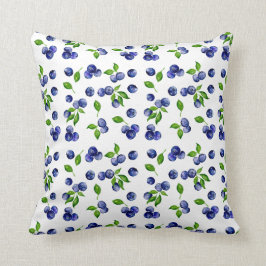 Cojín Decorativo Patrón Blueberries Watercolor Vintage Cuero Berry