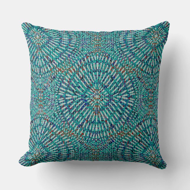 Cojín Decorativo patrón bohemio de blues (Anverso)