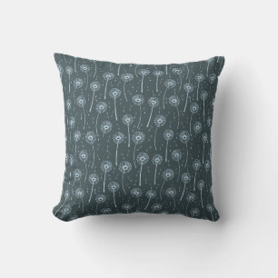 Cojín Decorativo Patrón bohemio de dientes de león cian azul