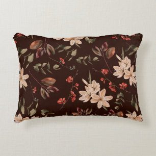 Cojín Decorativo Patrón bohemio sin costuras florales con b marrón 