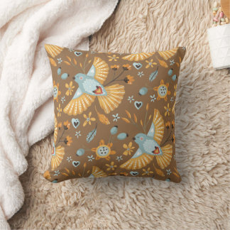 Cojín Decorativo Patrón Boho Bluebird en Brown
