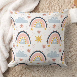 Cojín Decorativo Patrón Boho Celestial Arcoíris y Explosiones de Es