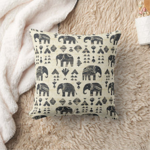 Cojín Decorativo Patrón boho elefante tribal (1)
