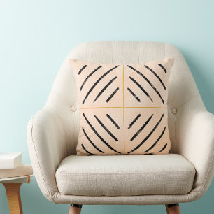 Cojín Decorativo Patrón boho neatral negro y crema femenina