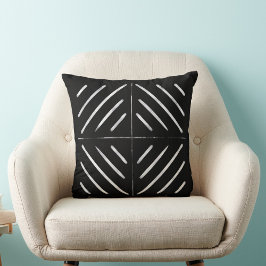 Cojín Decorativo Patrón Boho rústico femenino blanco y negro